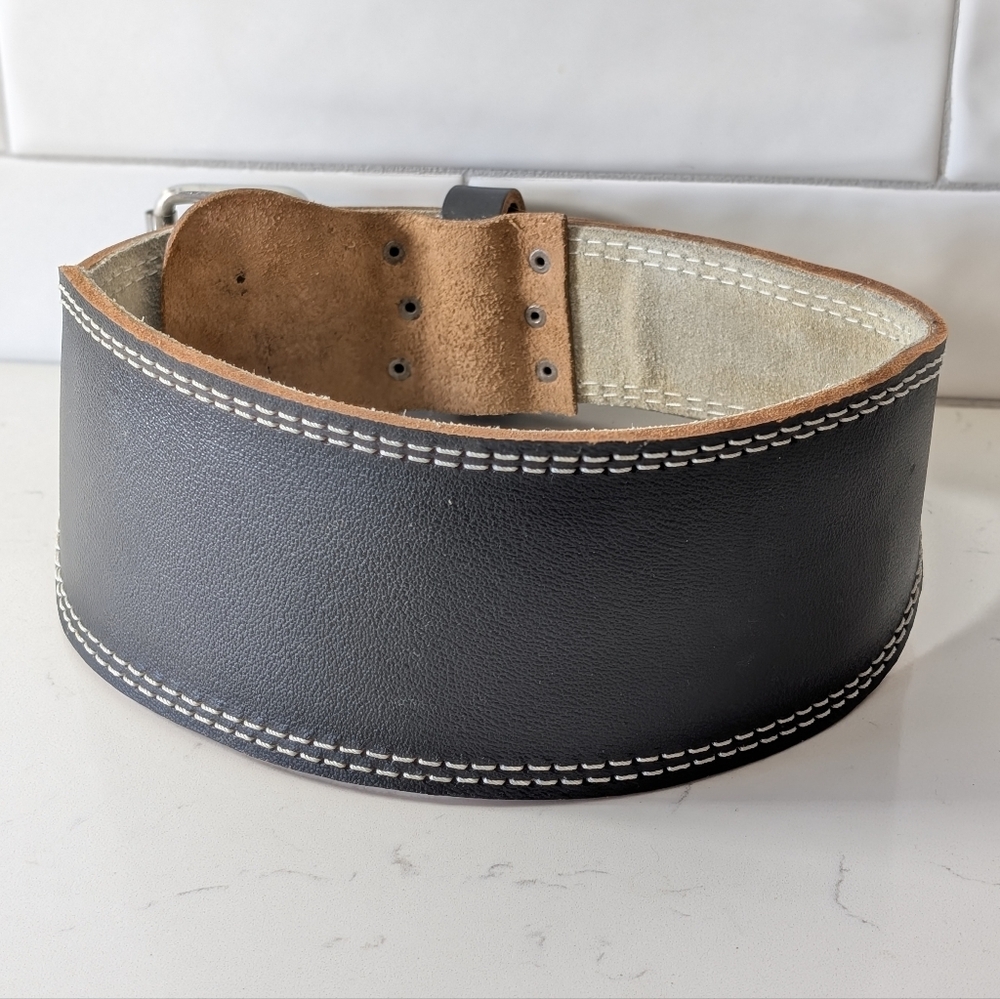 Black Leather Men's Work Utility Labor Belt Size S Made In Pakistan